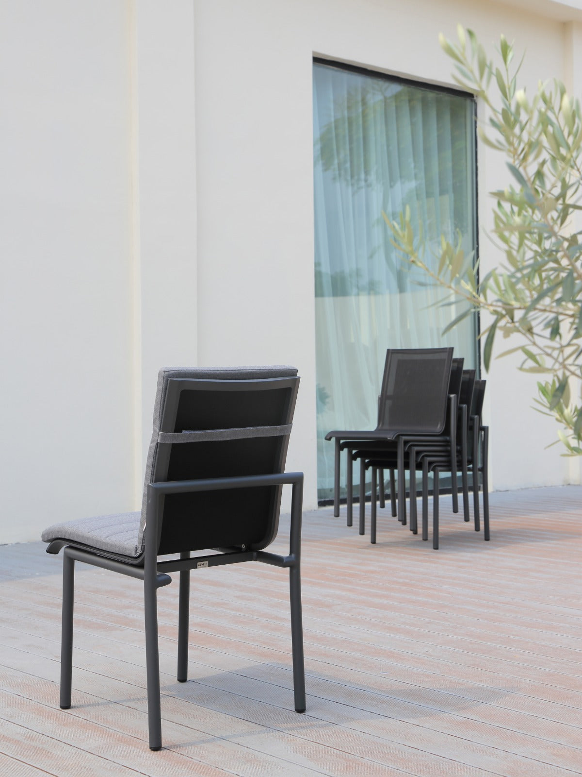 Tamarama Dining Chair Charcoal | White Aluminium